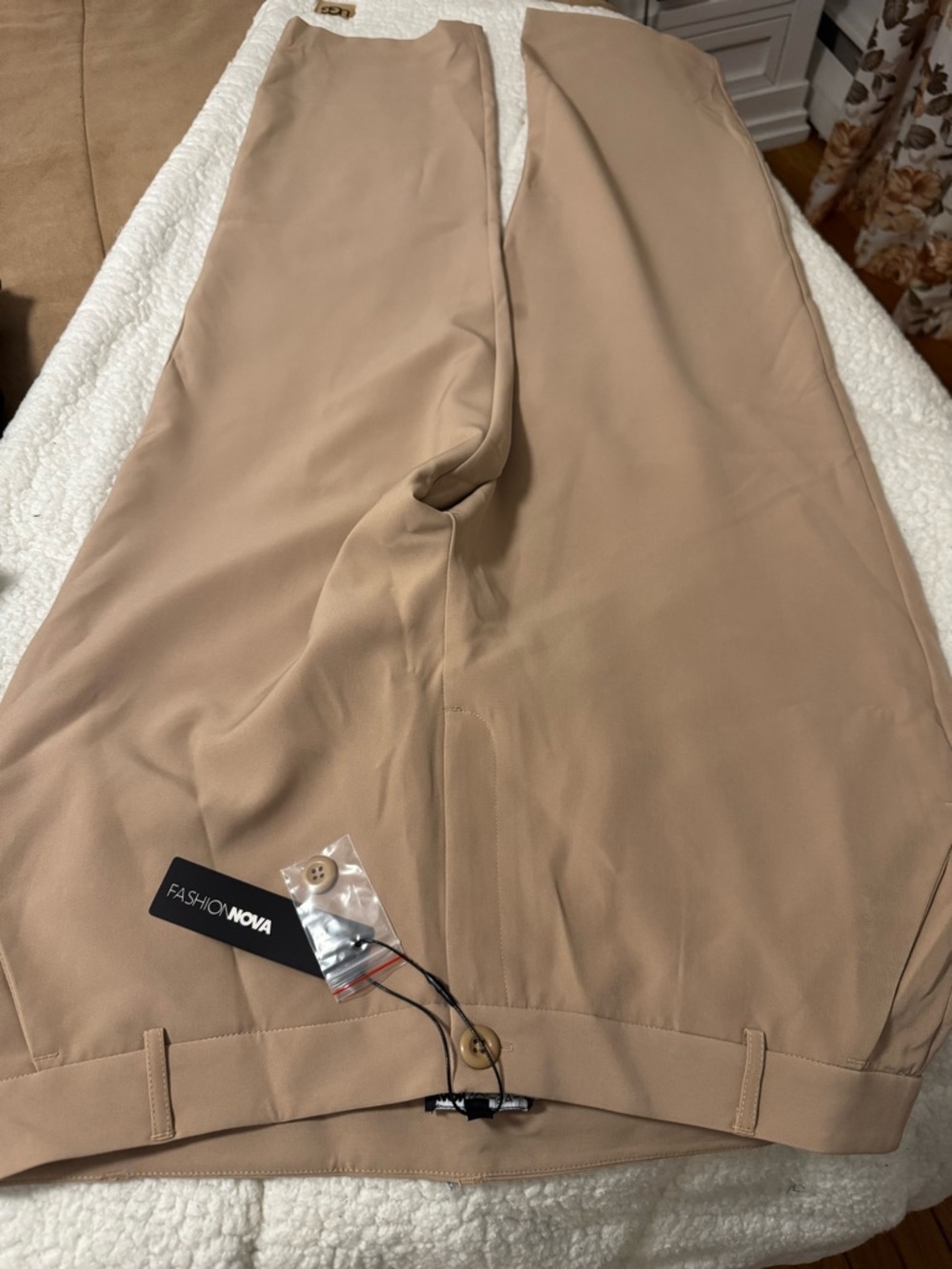 Fashion Nova Beige High-Waist Trousers